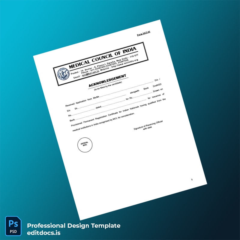 Editable India Medical Council Provisional Permanent Registration Form Template in Word and PDF formats page 8 Page Preview - EditDocs