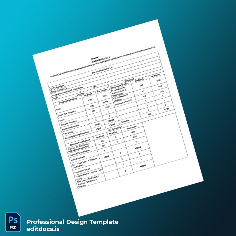 Editable India Mervice Infotech Pvt Ltd Employment Verification Letter Template in Word and PDF formats page 5 Page Preview - EditDocs