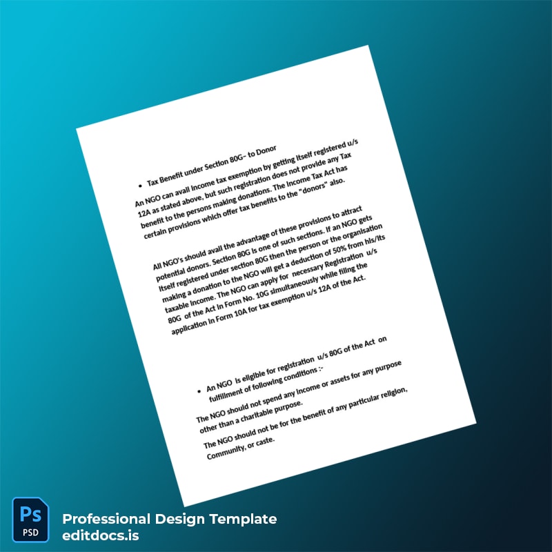 Editable India Ministry of Commerce NGO Registration Act Template in Word and PDF formats page 4 Page Preview - EditDocs