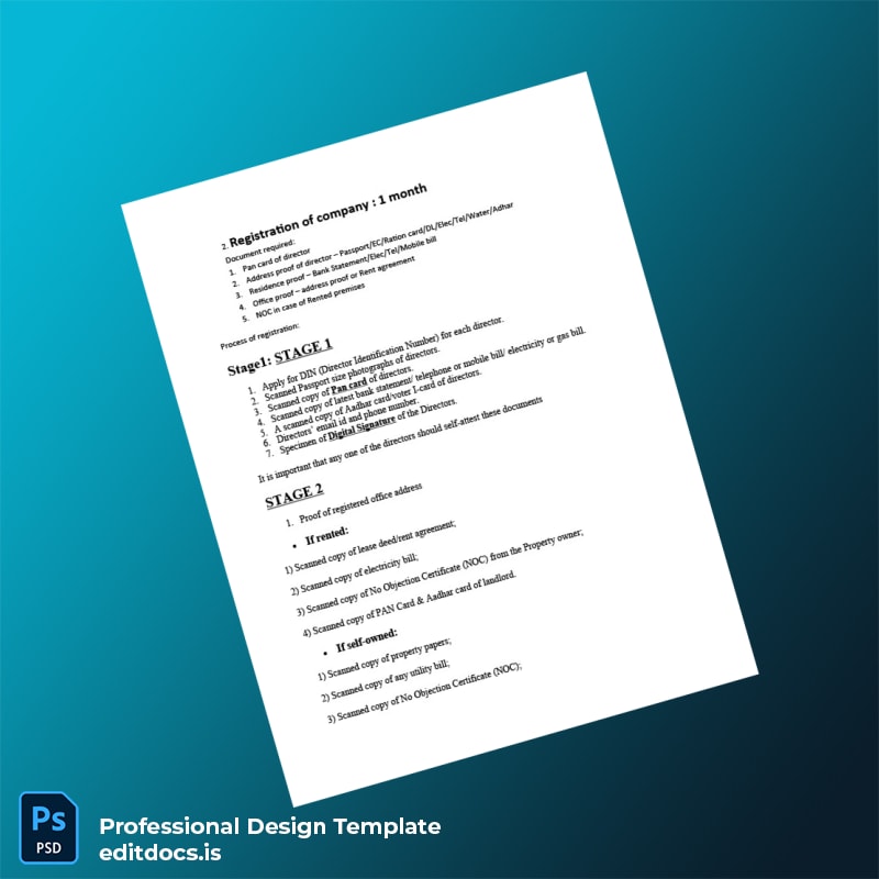 Editable India Ministry of Commerce Registration Certificate Template in Word and PDF formats page 2 Page Preview - EditDocs