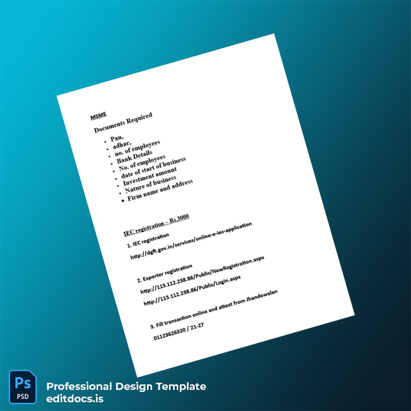 Editable India Ministry of Commerce Registration Certificate Template in Word and PDF formats page 6 Page Preview - EditDocs