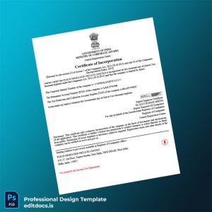 Editable India Ministry of Corporate Affairs Company Registration Certificate Template (Word&PDF) Page Preview