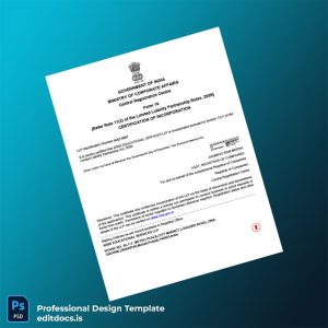 Editable India Ministry of Corporate Affairs Registration Certificate Template (Word&PDF) Page Preview - EditDocs