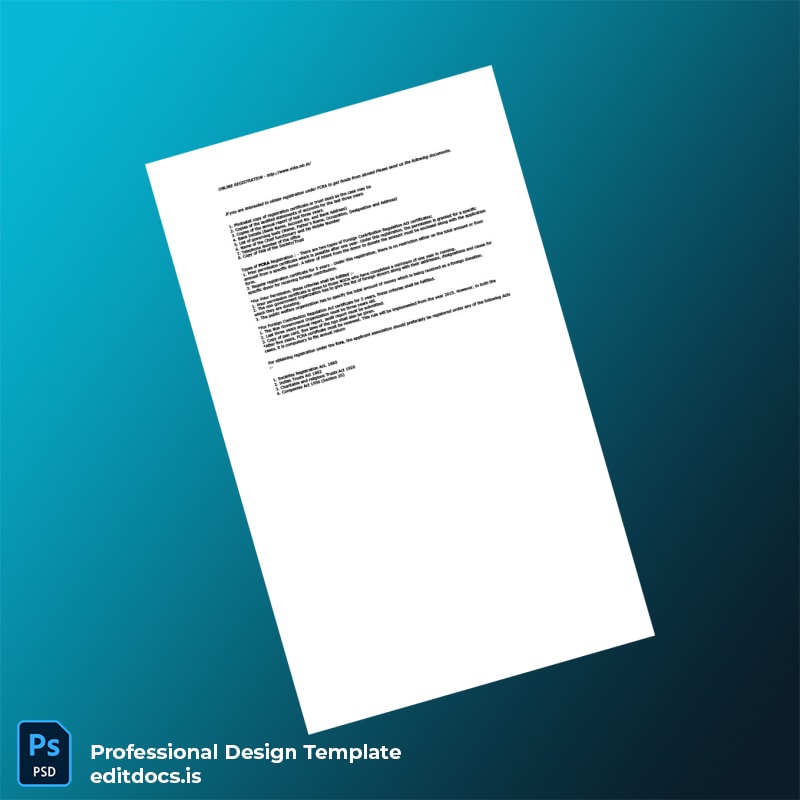 Editable India Ministry of Home Affairs FCRA Registration Certificate Template (Word&PDF) Page Preview - EditDocs