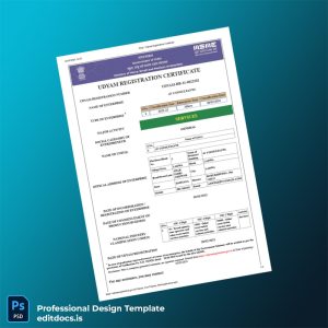 Editable India Ministry of MSME Udyam Registration Certificate Template (Word&PDF) Page Preview