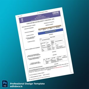 Editable India Ministry of Micro Small and Medium Enterprises Udyam Registration Certificate Template (Word&PDF) Page Preview