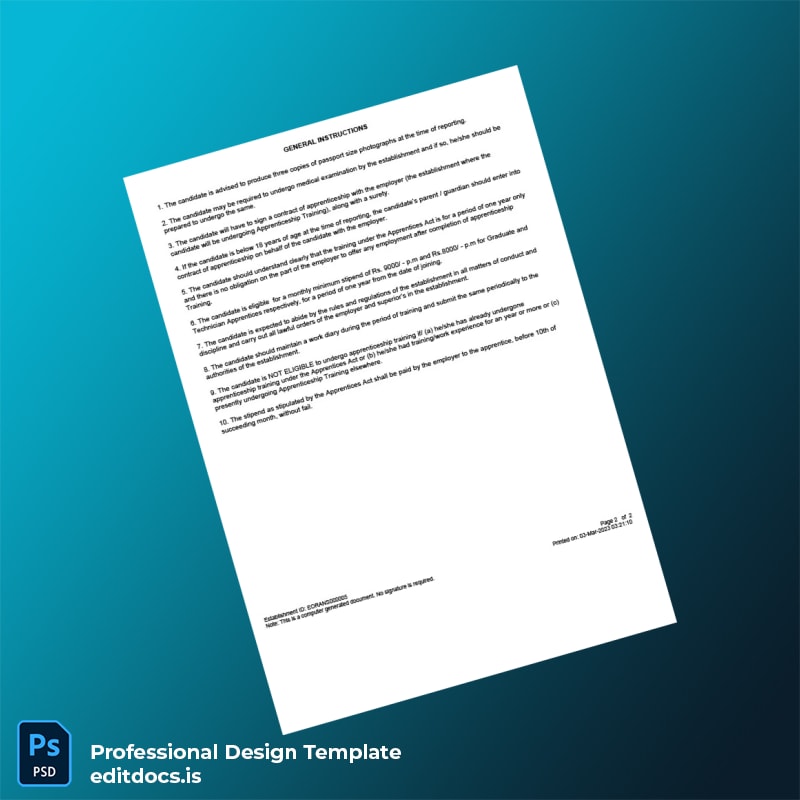 Editable India NALCO Employment Verification Letter Template in Word and PDF formats page 2 Page Preview - EditDocs