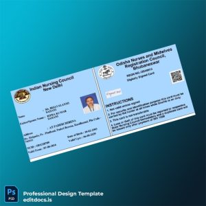 Editable India Odisha Nurses and Midwives Registration Council Registration Certificate Template (Word&PDF) Page Preview - EditDocs