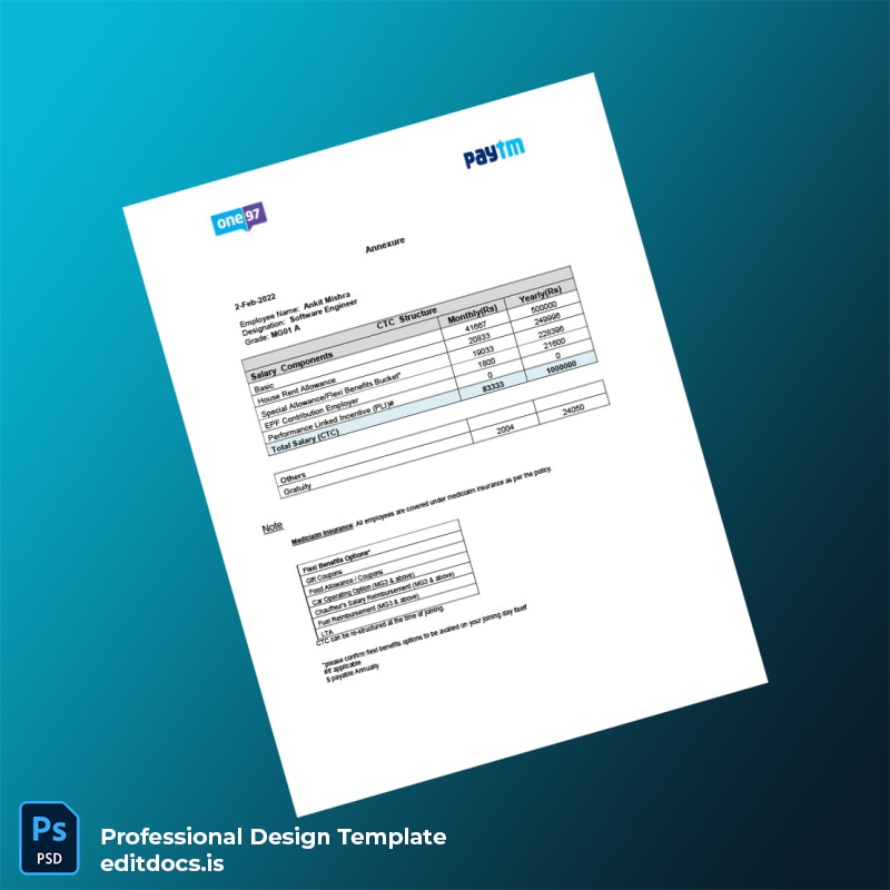 Editable India One97 Communications Ltd Employment Verification Letter Template in Word and PDF formats page 3 Page Preview - EditDocs
