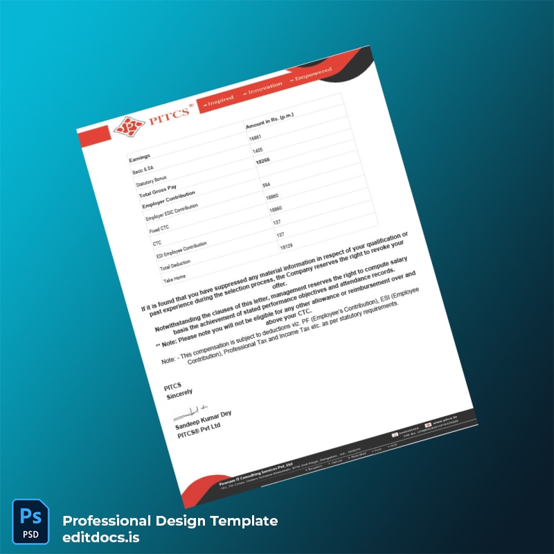 Editable India PITCS Employment Verification Letter Template in Word and PDF formats page 5 Page Preview - EditDocs
