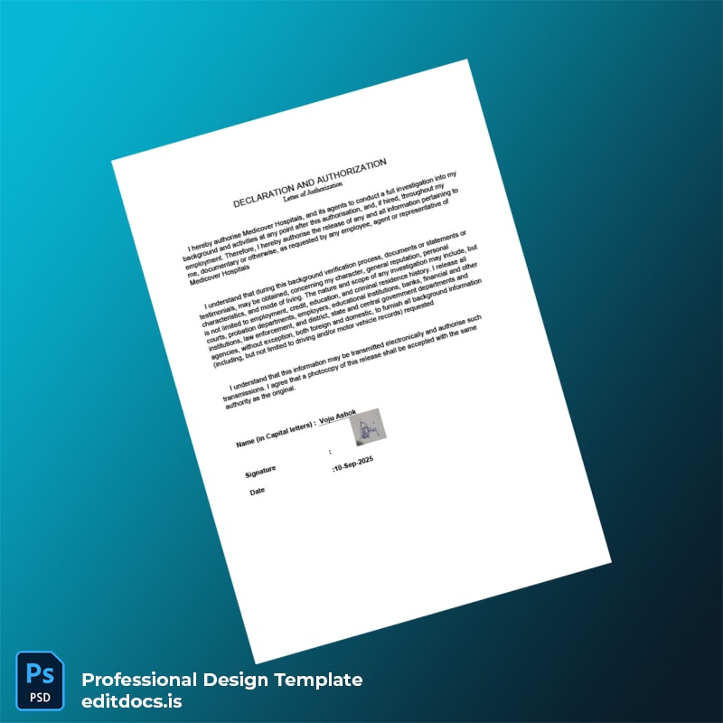 Editable India Padmavathi Gastro and Liver Hospital Employment Verification Letter Template in Word and PDF formats page 3 Page Preview - EditDocs