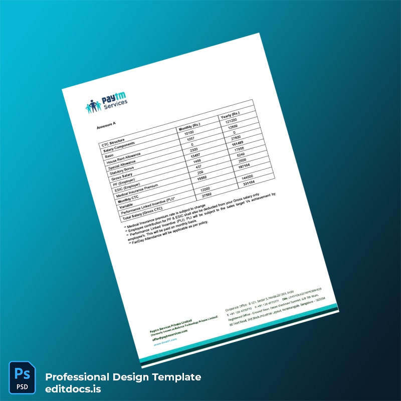 Editable India Paytm Services Employment Verification Letter Template in Word and PDF formats page 4 Page Preview - EditDocs