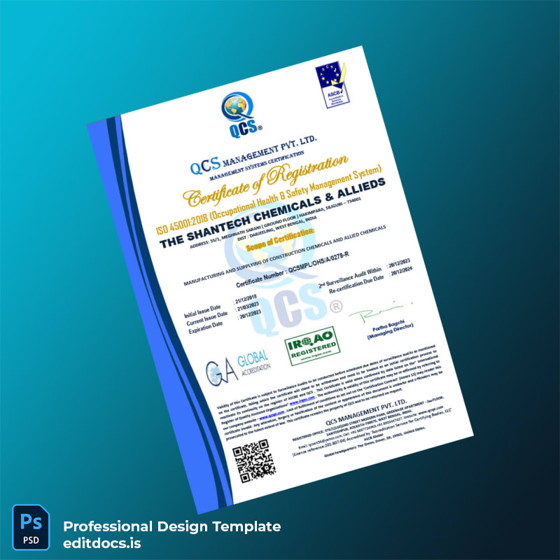 Editable India QCS Management Pvt Ltd Certificate of Registration Template (Word&PDF) Page Preview - EditDocs