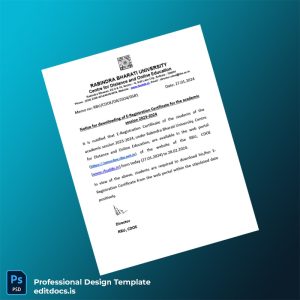 Editable India Rabindra Bharati University E Registration Certificate Template (Word&PDF) Page Preview - EditDocs