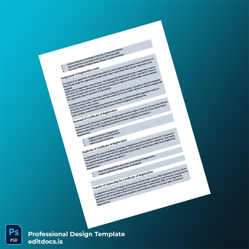 Editable India Registering Authority Certificate of Registration Template in Word and PDF formats page 2 Page Preview - EditDocs