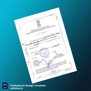 Editable India Registrar of Societies Society Registration Certificate Template (Word&PDF) Page Preview - EditDocs