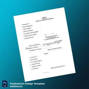 Editable India Registration Certificate of Establishments Template (Word&PDF) Page Preview