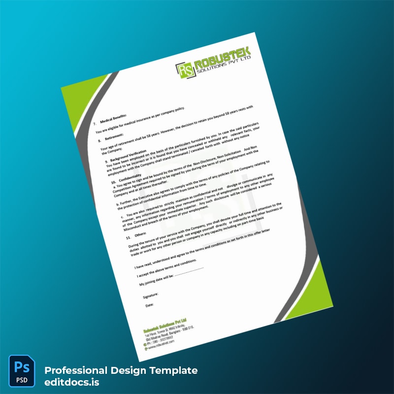 Editable India RobusTEK Solutions Employment Verification Letter Template in Word and PDF formats page 3 Page Preview - EditDocs