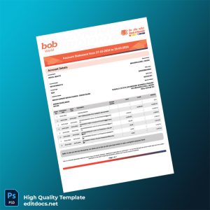 India SBA Account Statement Template in Word and PDF formats