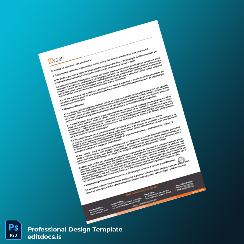 Editable India SPNN Business Services Private Limited Employment Verification Letter Template in Word and PDF formats page 3 Page Preview - EditDocs