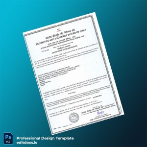 Editable India Securities and Exchange Board of India Certificate of Registration Template (Word&PDF) Page Preview - EditDocs