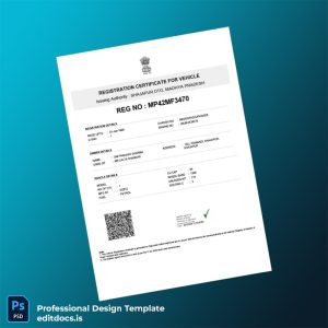 Editable India Shajapur DTO Vehicle Registration Certificate Template (Word&PDF) Page Preview