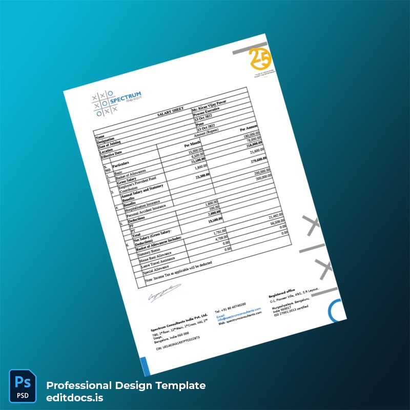 Editable India Spectrum Consultants India Pvt Ltd Employment Verification Letter Template in Word and PDF formats page 4 Page Preview - EditDocs