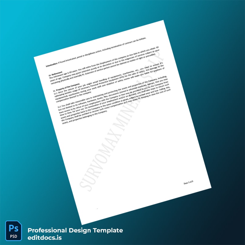 Editable India Survomax Minerals LLP Employment Verification Letter Template in Word and PDF formats page 3 Page Preview - EditDocs