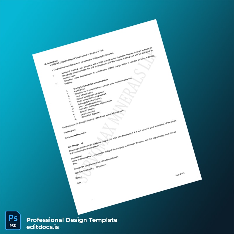 Editable India Survomax Minerals LLP Employment Verification Letter Template in Word and PDF formats page 4 Page Preview - EditDocs