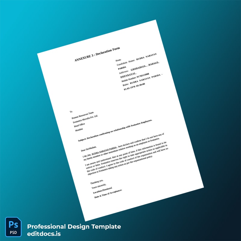 Editable India Svatantra Microfin Pvt Ltd Employment Verification Letter Template in Word and PDF formats page 7 Page Preview - EditDocs