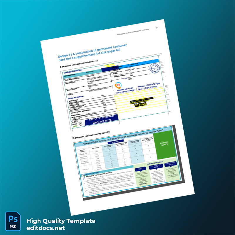 India Tamil Nadu Electricity Board Editable Electricity Bill Template in Word and PDF formats page 5