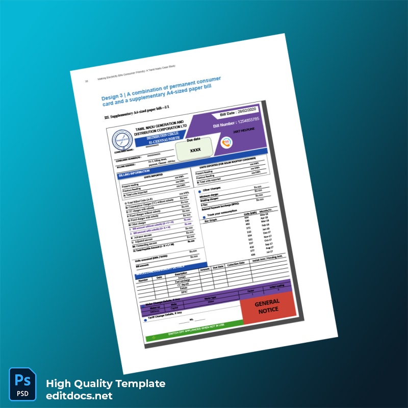 India Tamil Nadu Electricity Board Editable Electricity Bill Template in Word and PDF formats page 6