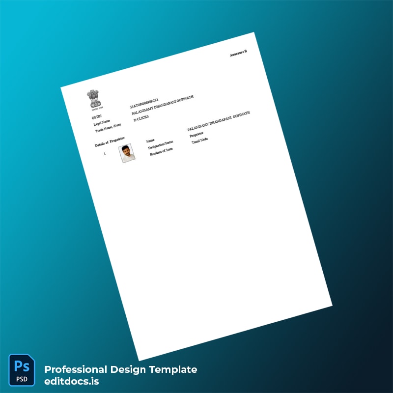 Editable India Tamil Nadu GST Registration Certificate Template in Word and PDF formats page 3 Page Preview - EditDocs