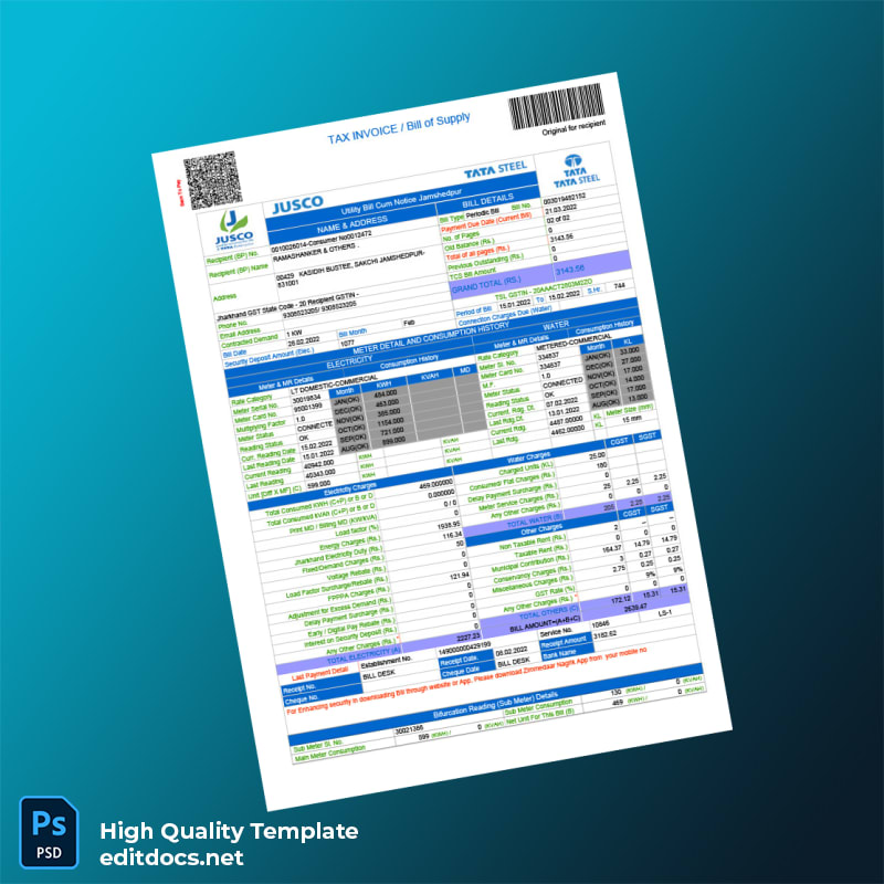 India Tata Power Editable Utility Bill Template in Word and PDF formats page 2