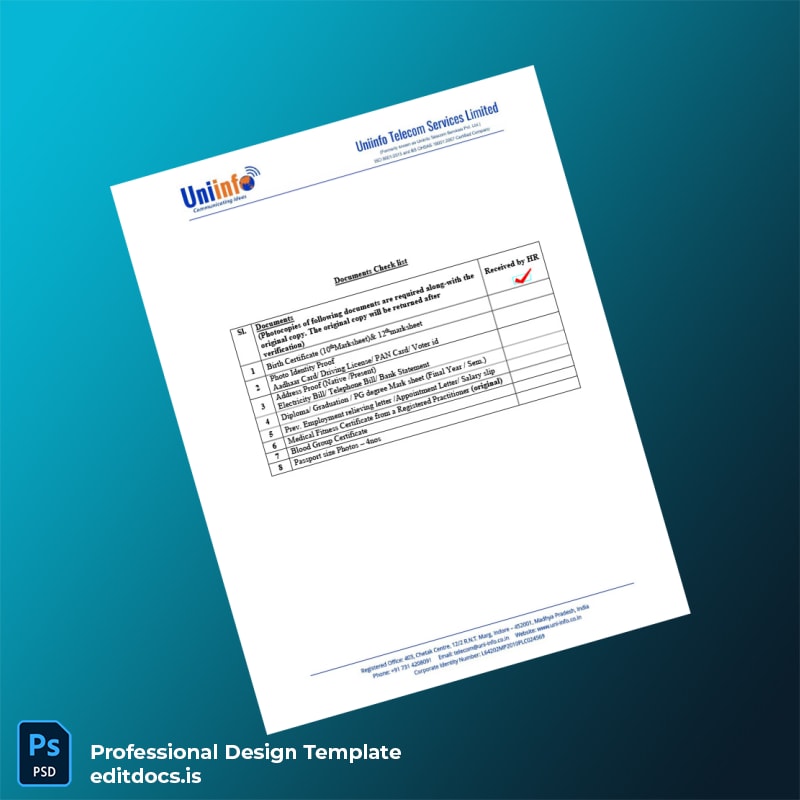 Editable India Uniinfo Telecom Services Ltd Employment Verification Letter Template in Word and PDF formats page 4 Page Preview - EditDocs