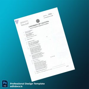 Editable India University of Calcutta Duplicate Registration Certificate Template (Word&PDF) Page Preview - EditDocs