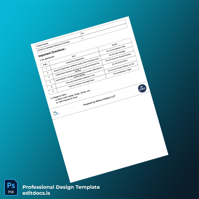 Editable India Uttarakhand Tourism Development Board Yatra Registration Letter Template in Word and PDF formats page 2 Page Preview - EditDocs