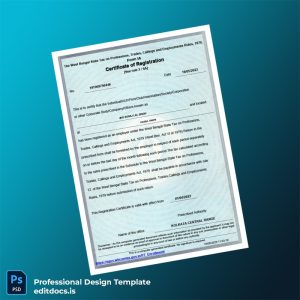 Editable India West Bengal State Tax Department Registration Certificate Template (Word&PDF) Page Preview