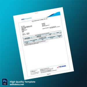 India YES Bank Statement Template in Word and PDF formats