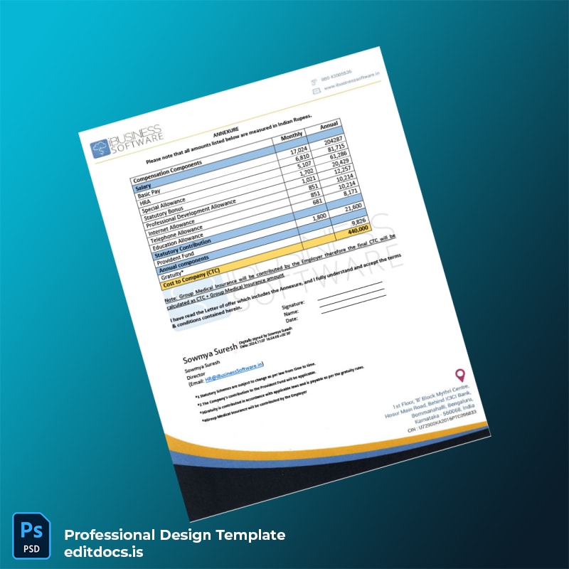 Editable India iBusiness Software Employment Verification Letter Template in Word and PDF formats page 4 Page Preview - EditDocs