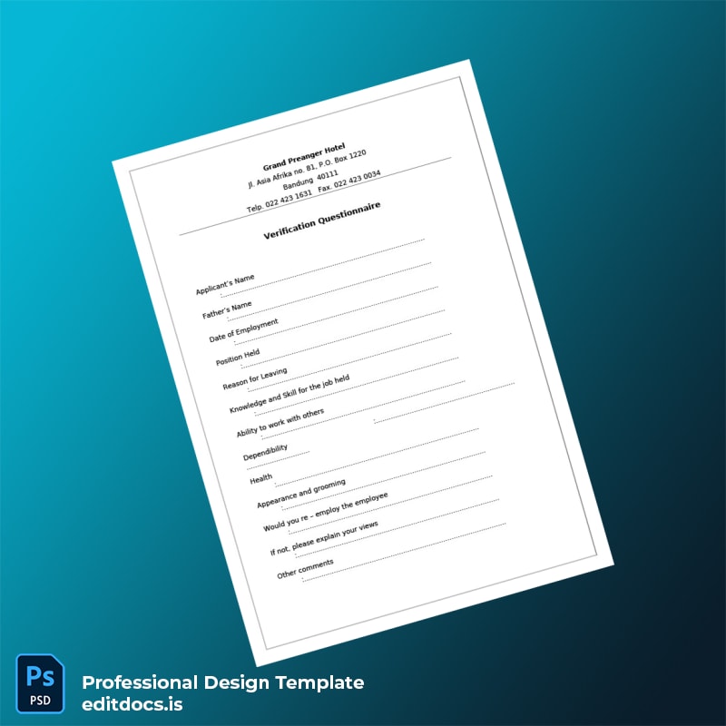 Editable Indonesia Grand Preanger Hotel Employment Verification Letter Template in Word and PDF formats page 2 Page Preview - EditDocs