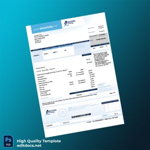 Ireland Bord G Is Energy Editable Electricity Bill Template in Word and PDF formats