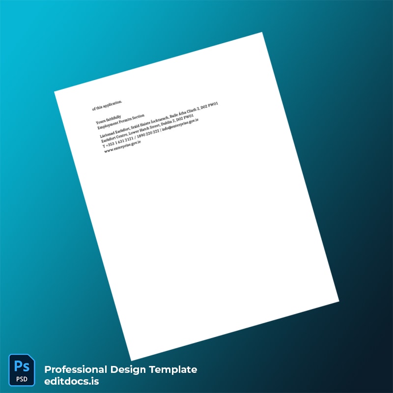Editable Ireland Employment Permit Employment Verification Letter Template in Word and PDF formats page 2 Page Preview - EditDocs