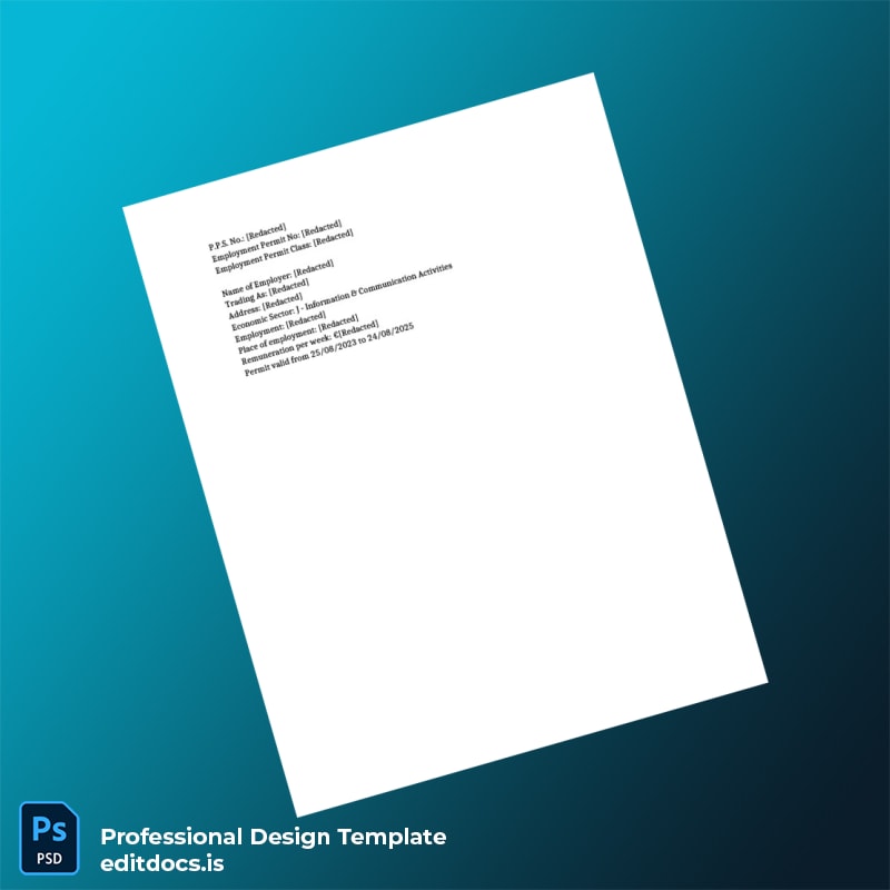 Editable Ireland Employment Permit Employment Verification Letter Template in Word and PDF formats page 4 Page Preview - EditDocs