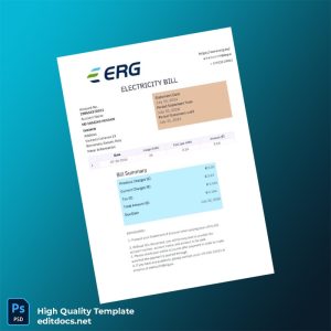 Italy ERG Editable Utility Bill Template in Word and PDF formats