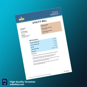 Italy Editable Utility Bill Template in Word and PDF formats
