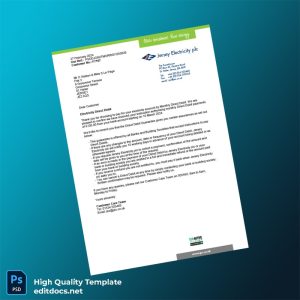 Jersey Jersey Electricity Plc Editable Electricity Bill Template in Word and PDF formats