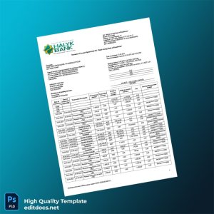 Kazakhstan Halyk Savings Bank Account Statement Template in Word and PDF formats