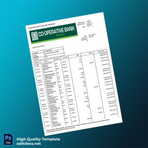 Kenya Co-Operative Bank Bank Statement Template in Word and PDF formats