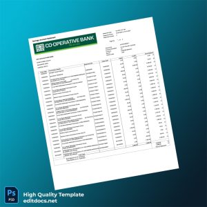 Kenya Co-op Bank Savings Account Statement Template in Word and PDF formats